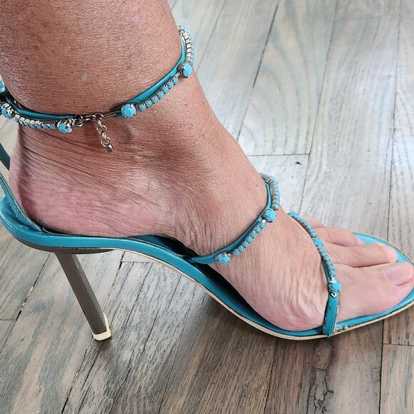 Giuseppe Zanotti Ankle Wrap Strappy Sandals w/Beads - Picture 1 of 7
